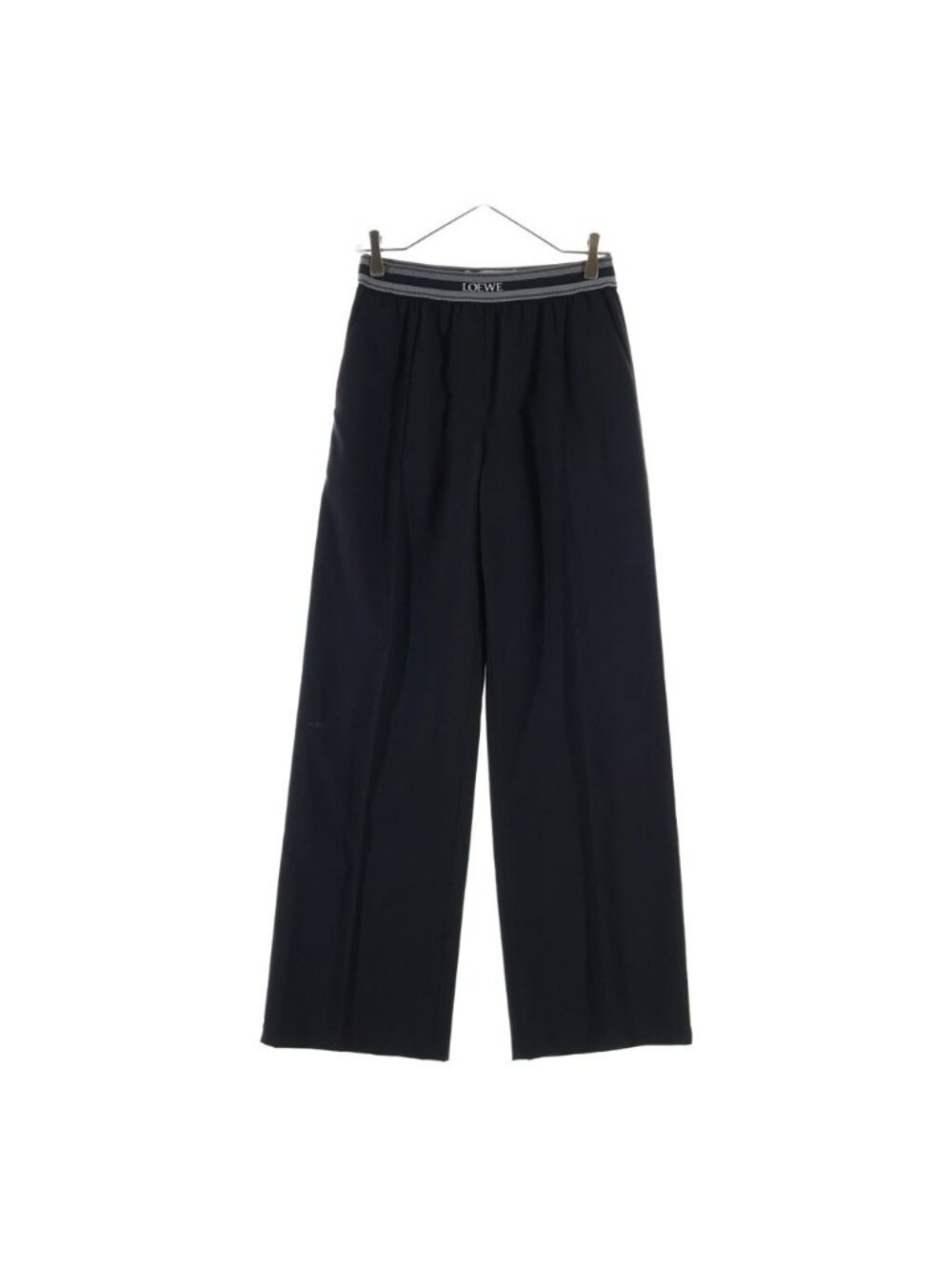 Loewe Logo Embroidery Trousers Cropped Pants Black